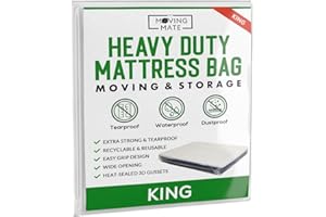MY MOVING MATE King Size Mattress Cover for Moving and Storage - 5 Mil Mattress Bags for Moving and Storage - King Size Mattress Bag - Heavy Duty, Reusable, Tearproof