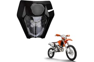 USTPO Faro delantero universal para motocicleta, máscara de carenado, luz de circulación diurna compatible con la mayoría de motos de cross, EXC SX SXF, Enduro, Supermoto, color negro