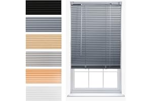 FURNISHED PVC Venetian Blinds Trimmable Strong Home Office Venetian Blind - Grey 75cm x 150cm
