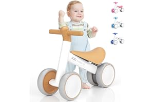 XJD Draisienne Bébé 1 2 an - Jouet pour Enfants 1 2 Ans - Mini avec 4 Roues - Velo pour Tout-Petits - sans pédales - Première Roue pour Cadeau (Marron)