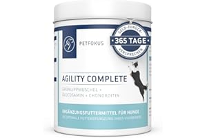 PetFokus Agility Complete | für gelenkempfindliche Hunde - natürliche Nahrungsergänzung - 11 wertvolle Inhaltsstoffe inkl. Grünlippmuschel, MSM, Teufelskralle - Pulver - in Deutschland produziert