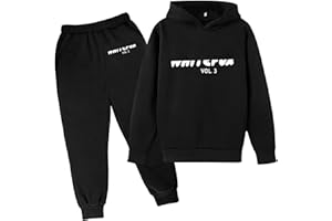 YUEXIRUI Tracksuit Kids Full Set Girls Boys 2 Piece Oversized Outfit Long Sleeve Pullover Hoodie and Loose Sweatpants Jogging Pants Running Walking Hiking Track Suit