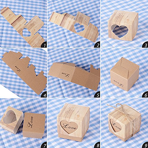 100 Stk. Gastgeschenk Box inkl. Juteschnur 5x5x5 cm Geschenkbox für Hochzeit, Taufe usw. Pralinenschachtel süßigkeiten Bonboniere - 3