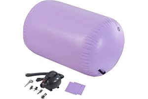 LSLIFE Air Roller Inflatable Gymnastics Tumbling Barrel, Roll Barrel with Air Pump 60/75/90cm Thick 100cm Long Backbend Trainer Handspring Mat for Gymnastics Yoga Training