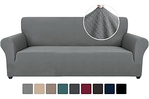 Ystyle Copridivano 3 Posti Con Braccioli - Elasticizzato Copri Divano Antigraffio Gatto, Fodere Copridivani Antiscivolo Antimacchia Lavabile, Copripoltrona Bottom Con Elastica, Grigio Chiaro