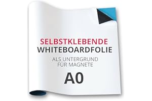 ‎MAGSTICK Magstick Ferrofolie Whiteboard-Folie selbstklebend I DIN A0 118,9 x 84,1 cm I flexibel beschreibbar abwischbar I Haftgrund für Magnete I XXL in weiß I mag084