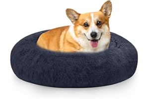 Kasunpul Hundebett Rund, Katzenbett, Donut Kissen, Hundekissen, Hundekorb, Hundebett Flauschig Waschbar, Hundesofa für Katzen und kleine Hunde, 60 cm Durchmesser, Dunkelgrau