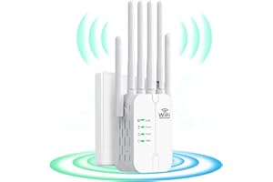 GENERICO Ripetitore WiFi Potente per Casa,WiFi Extender Amplificatore, 6 antenne, 2 porte LAN, Trasmissione ad Alta Velocità, Amplificatore WiFi per ufficio e casa, install azione facile (bianco)