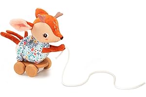 Lilliputiens – Jouet à Tirer Stella Le Faon – Compagnon idéal pour Les Premiers Pas de bébé – Jouet d’éveil sonore et Tactile avec Tete tintante et Roues Mobiles – Dès 12 Mois – 83328