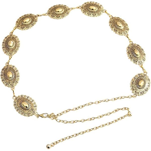 Cintura Alta Donna Votvlog Cintura Gioiello Donna Cintura A Catena Per Donna Con Fibbia A Doppio Anello, Cintura In Metallo Intagliato Regolabile Western Cowboy Cowgirl Per Donne, Cinture Boho Squisite Per Jeans - 12