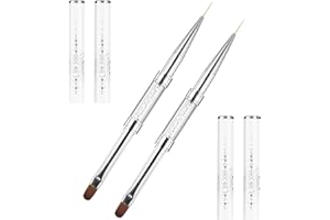 JJUNW 2 pièces pinceau à double extrémité pour ongles en gel, pinceau à ongles 2 en 1 pinceaus gel de conception nail art d'art d'ongle pinceau-gel fineliner pour ongles-art bricolage