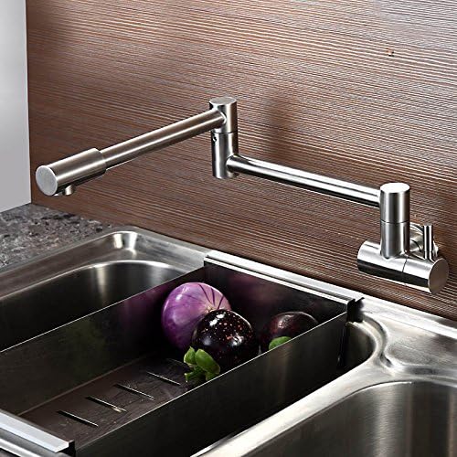 Lcoaung Lead Free Pot Filler Faucet Swing Spout Wall Mount S304 Stainless Steel Polished Brushed Nickel Quality Faucet