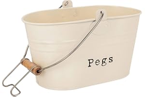 Harbour Housewares Lavandería Industrial Peg Cubo - Cocina de Acero de Almacenamiento de hidromasaje Estilo de la Vendimia con el Gancho, Mango - Crema