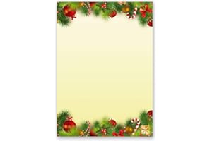 PAPER-MEDIA 20 fogli di carta da lettera decorati AUGURI NATALIZI DIN A4 - Natale