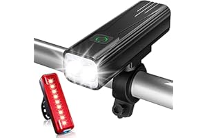 Babacom Bike Lights, Super Bright USB Rechargeable Bicycle Lights, 5 Adjustable Lightness Cycling Front Light & Rear Light for Cycling Safety with IPX5 Waterproof & 6-50 Hours Running Time