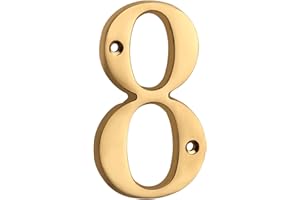 HASWARE 10 cm mosiężny nowoczesny zakrzywiony numer domu polerowane mosiężne wykończenie stylowe numery drzwi oznakowanie tablica uliczna numery adresowe domu (8, mosiądz)