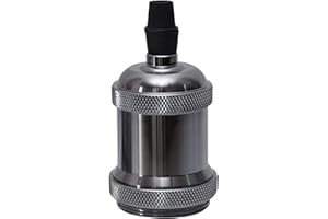 Sevenpers Portalampada E27 Vintage, 1Pezzi adattatori portalampada in ceramica, portalampade retro Edison, lampadari fai da te per case, uffici, bar, ristoranti(Nero)