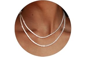 Maynor 2 Stück Halskette Damen Silber 925 Silberkette Damen 925 ohne Anhänger Sterling Silber für Stapelbar Hängend Anhänger Kette Frauen Schmuck 38CM/42CM