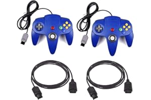 DARLINGTON & Sohns 2 Blaue Controller für Nintendo 64 N64 Joystick Blau Gamepad Joypad + Verlängerung Extansion Verlängerungskabel Gamepad