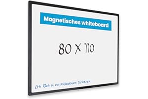 VIVOL IVOL Eco Magnetic Pizarra blanca 80 x 110 | Marco negro moderno | Pizarra magnética pizarra magnética | Bandeja para lápices | 6 tamaños | Magnética y Escribible