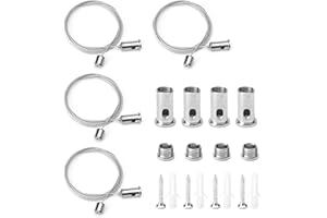 UOCAI Zestaw 4 zawieszek linowych, 1,5 mm x 2 m, regulowane zawieszenie, linka druciana, napinacz lamp, zawieszenie lampy do paneli LED, sufitu, mocowania zdjęć