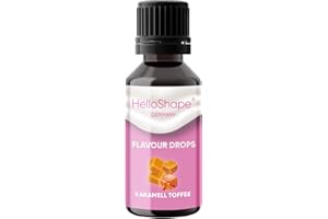 ‎HELLOSHAPE Flavour Drops zuckerfrei 30 ml - Karamell-Toffee | Geschmackstropfen OHNE KALORIEN zum Süßen mit Dosierhilfe | vegan | Für Naturjoghurt, Porridge oder Quark - Hello Shape