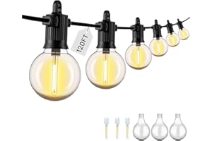 ZOTOYI 120FT Guirlande Lumineuse Exterieure IP65 Imperméable avec 55+3 Ampoules Incassable Étanche Guirlande Guinguette LED Connectable Branché et prêt à l'emploi pour Balcon d'Appartement Maison Fête