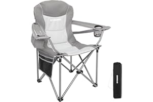 ‎FUNDANGO FUNDANGO Campingstuhl Faltbar Klappstuhl Camping Gepolstert mit Getränkehalter Kühltasche Camping Stuhl Sessel Hochlehner Verstellbarer Rückenlehne Gartenstuhl Anglerstuhl