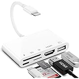 iPhone Adapter oświetlenia na HDMI USB, 5 w 1 HDMI cyfrowy AV USB SD/TF złącze USB kamera z ekranem synchronizacji HDMI, czyt