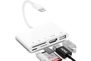 UNIYTRIOX 5 in 1 Adattatore HDMI USB SD/TF per Fotocamera USB con Schermo di Sincronizzazione HDMI, Lettore di Schede SD/TF e Porta di Alimentazione Compatibile per iPhone/i-Pad/TV/Proiettore/Monitor