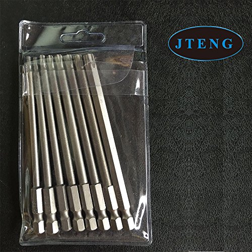 JTENG 8 Stück Torx Bits Schraubendreher Set Extra lang(100mm) und magnetisch T8-T40 1/4 Zoll Sechskant Schaft Elektrische Schraubendreher Werkzeuge - 7
