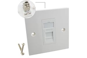 kenable SHIELDED RJ45 Face Plate Cat6A Toolless Single Port with Keystones [Faceplate Ethernet Wall Outlet with Cat6A fitted EuroMod module]