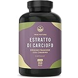 Estratto di carciofo - 360 capsule - dose elevata: 2400 mg giornalieri (60 mg di cinarina) - estratto carciofi francese - Veg