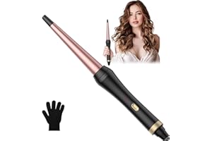 UMIGA Boucleur a Cheveux Fer à Friser Conique Céramique Pour Cheveux Conical Wand pour des Boucles Naturelles, Diamètre de13-25 mm, Température Maximale de 220℃, Double Tension de 100-240V, Or-rose/Noir