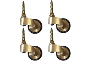 LLPEIJIE026 Laiton Massif Roulettes de Meubles,Roues pivotantes en Caoutchouc de Style Ancien,Diamètre de Roue 25mm,Capacité de Charge 150kg,avec Tige Filetée,Convient aux Pieds de Piano,Canapés,Tables,4 Pièces