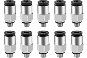 Heschen Raccordi pneumatici dritti a connessione rapida, PC4-M5, connettore filettato maschio M5, tubo da 4 mm OD, 10 pezzi