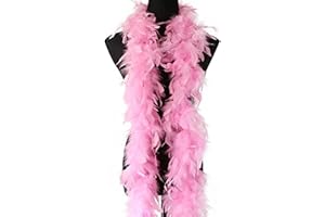 DENO Pink Feather Boa - 2 Meters Long For Women, Crafts, Fluffy DIY Girl's Fancy Dress Accessories, Christmas Carnival, Dancing Wedding Party