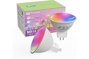 GY Alexa Glühbirne Smart Lampe GU5.3 MR16, 12V AC/DC WLAN Lampe LED Kompatibel mit Alexa/Google Home 2.4 GHz, 5W 380lm, Dimmbar Warmweiß-Kaltweiß und Mehrfarbige Birne, Kontrolle durch APP, 2 Stück