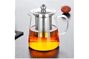 WANGZAIZAI Teiera, teiera in vetro da 450ml Teiera con infusore, microonde e piano cottura sicuro, colino da tè per tè sfuso e tè in fiore.