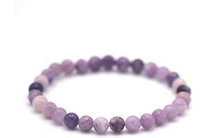 Miracles Minéraux Bracelet perle ronde 6 mm, pierre naturelle, création artisanale française, plus de 60 choix (Lépidolite 6 mm)