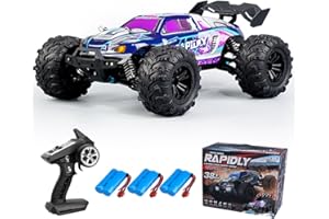 Teeggi Coche Teledirigido 50km/h,2.4G RC Coche de Carreras Offroad Drift de Alta Velocidad,1:16 Motor de escobillas de carbón Buggy de Carreras Todoterreno 4WD para Adultos,3 Batterien 16101(Morado)