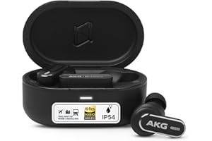 AKG N5 Hybrid TWS Casque – Son cristallin sans Fil, True Adaptive Noise Cancelling, Qualité d'appel certifiée Zoom, Autonomie de 40h, Protection IP54, Bluetooth, USB-C, Noir