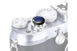PROfezzion Deluxe & Robustes Metall Weichen Sharp Auslöseknopf für Fujifilm X-Half GFX100RF X-T5 X-T4 X-T3 X-PRO3 X-PRO2 X-PRO1 etc. Kameras - Schwarz mit Blauer PU Leder Oberfläche