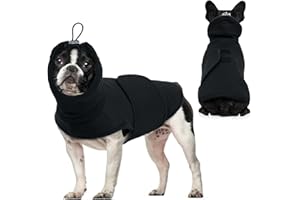 Hjyokuso Beruhigungsweste Für Hunde, Gehörschutz Hund L，Hundemantel Für ängstliche Hunde, Gehörschutz Hund Feuerwerk, Gewittern, Reisen, Hundepullover Mit Beruhigender Kapuze und Ohrenschutz-Schwarz