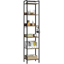 Scaffale A 6 Livelli EUGAD In Metallo E Legno - Libreria Industriale Salvaspazio Con Ganci