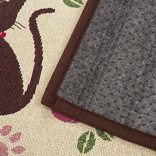 Alicemall Fußmatte Teppich Polyester Rutschfeste Saugfähig Weich Fest Küchenläufer Fußabtreter für Bad Indoor Wohnzimmer Schlafzimmer Abriebfest Schnelltrocknend Matte 50 * 140 Cm ( Katzen und Blumen ) - 5