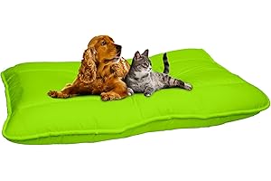 ITALIAN BED LINEN Cuscino per Cani e Gatti - Cuscinone 100x60cm, Made in Italy - Letto per Cane di Taglia Grande, Media e Piccola - Cuccia Materasso Imbottito in Morbida Microfibra Verde Mela