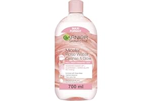 Garnier Micellar Rose Cleansing Water 700ml, Gentle face Cleanser & Makeup Remover, Hypoallergenic. Vegan Formula, Suitable For Dull And Sensitive Skin, Glow Boosting Formula, Dermatologically Tested
