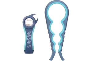 Niviy Ouvre Bouteille Ouvre Bocal Multifonctionnel 5 en 1 Décapsuleur Multi Kitchen Tool Ouvre Bocal Facile Convient pour la Main Basse l'arthrite âgées Femmes(Gris)