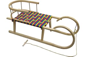 BAMBINIWELT BY RAFAEL K. BambiniWelt - Slittino da corna, con schienale e cordoncino, seduta in fibra sintetica, 100 cm, motivo: arcobaleno